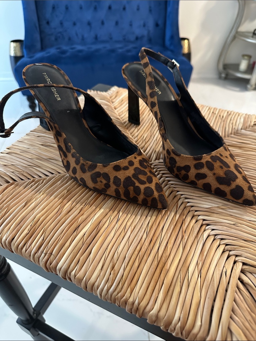 Marc Fisher Leopard-Print Slingback Pumps in Brown and Black - Picture 2 of 6